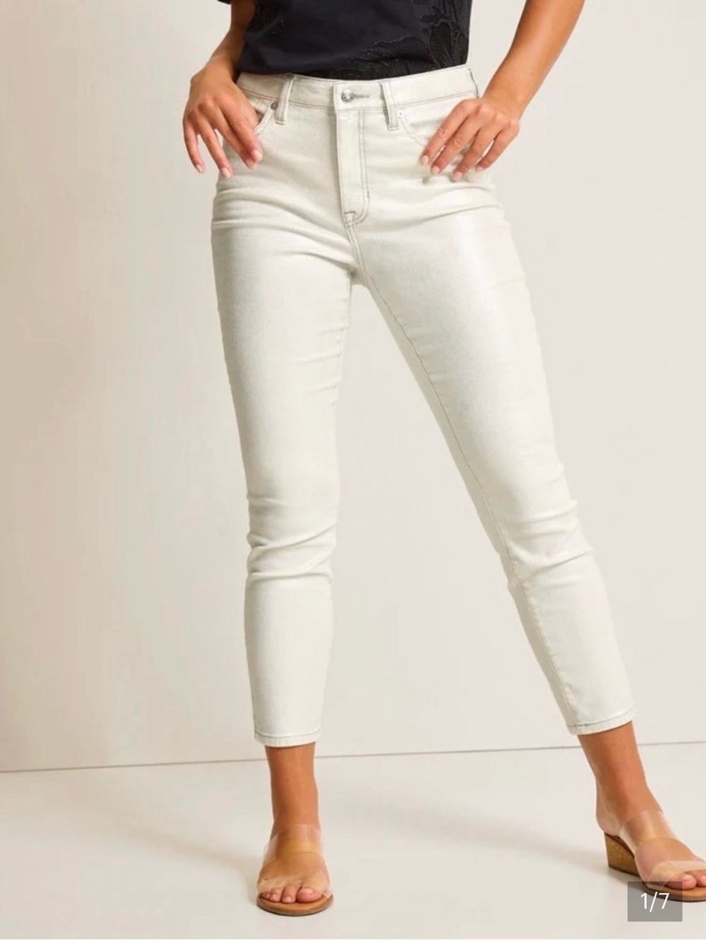 Tommy Bahama Metallic Denim Light Gold High-Rise Ankle (2)